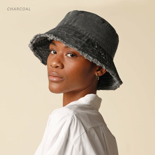 Wide Brim Frayed Bucket Hat woman's