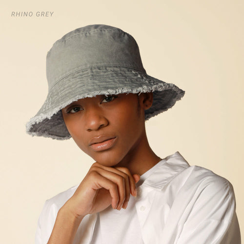 Wide Brim Frayed Bucket Hat woman's