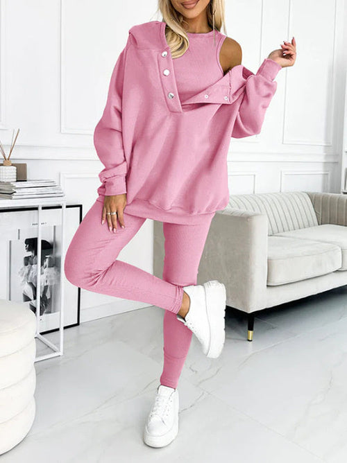 3pcs Active Set Woman's Sweatshirt,Vest and Bottoms