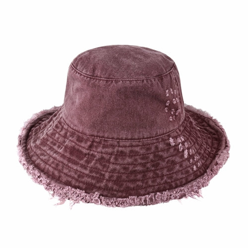 Wide Brim Frayed Bucket Hat woman's