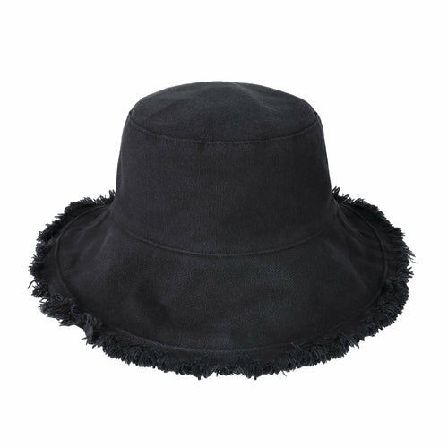 Wide Brim Frayed Bucket Hat woman's