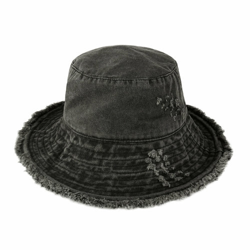 Wide Brim Frayed Bucket Hat woman's