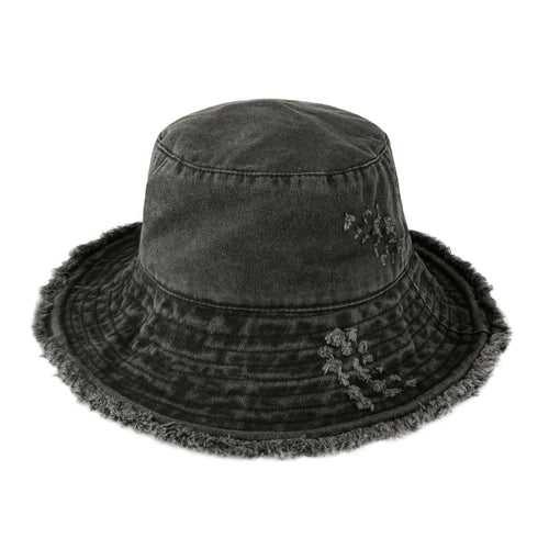 Wide Brim Frayed Bucket Hat woman's