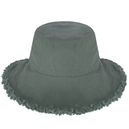 Wide Brim Frayed Bucket Hat woman's