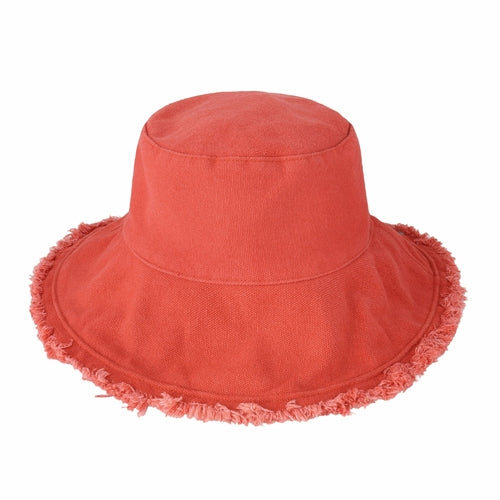 Wide Brim Frayed Bucket Hat woman's