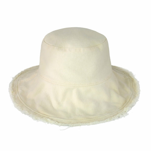 Wide Brim Frayed Bucket Hat woman's
