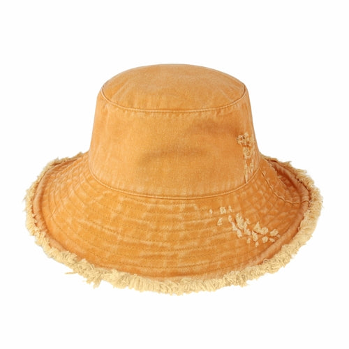 Wide Brim Frayed Bucket Hat woman's