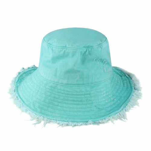 Wide Brim Frayed Bucket Hat woman's