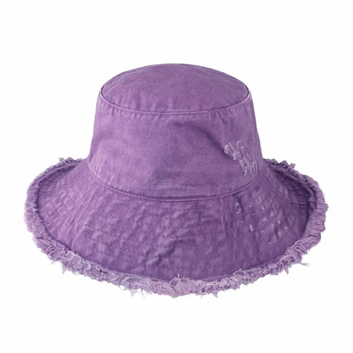 Wide Brim Frayed Bucket Hat woman's