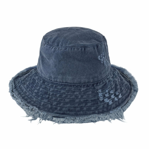 Wide Brim Frayed Bucket Hat woman's