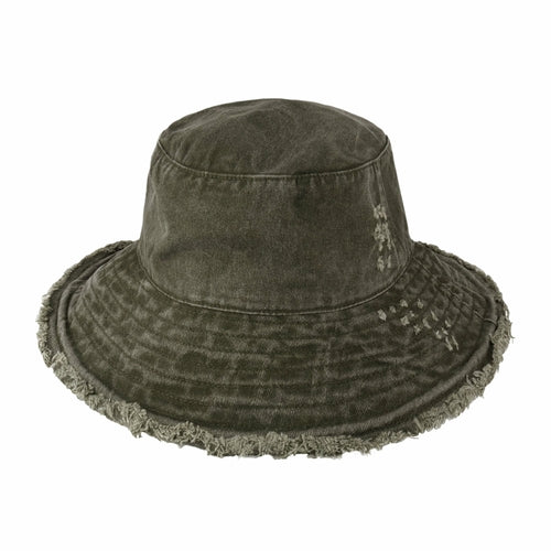 Wide Brim Frayed Bucket Hat woman's