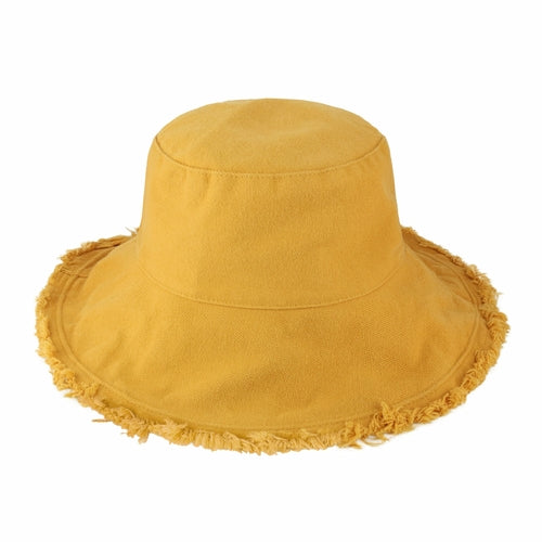 Wide Brim Frayed Bucket Hat woman's