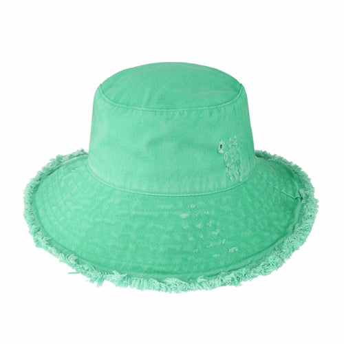 Wide Brim Frayed Bucket Hat woman's
