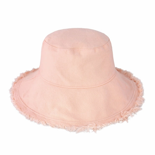 Wide Brim Frayed Bucket Hat woman's