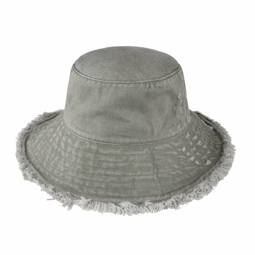 Wide Brim Frayed Bucket Hat woman's