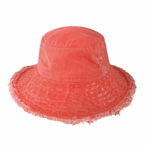 Wide Brim Frayed Bucket Hat woman's
