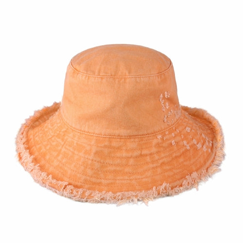 Wide Brim Frayed Bucket Hat woman's
