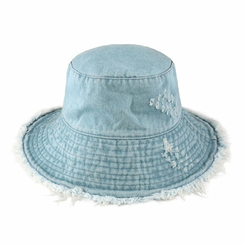 Wide Brim Frayed Bucket Hat woman's