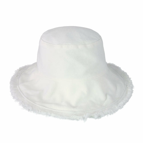 Wide Brim Frayed Bucket Hat woman's