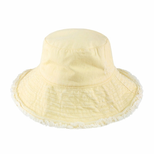 Wide Brim Frayed Bucket Hat woman's