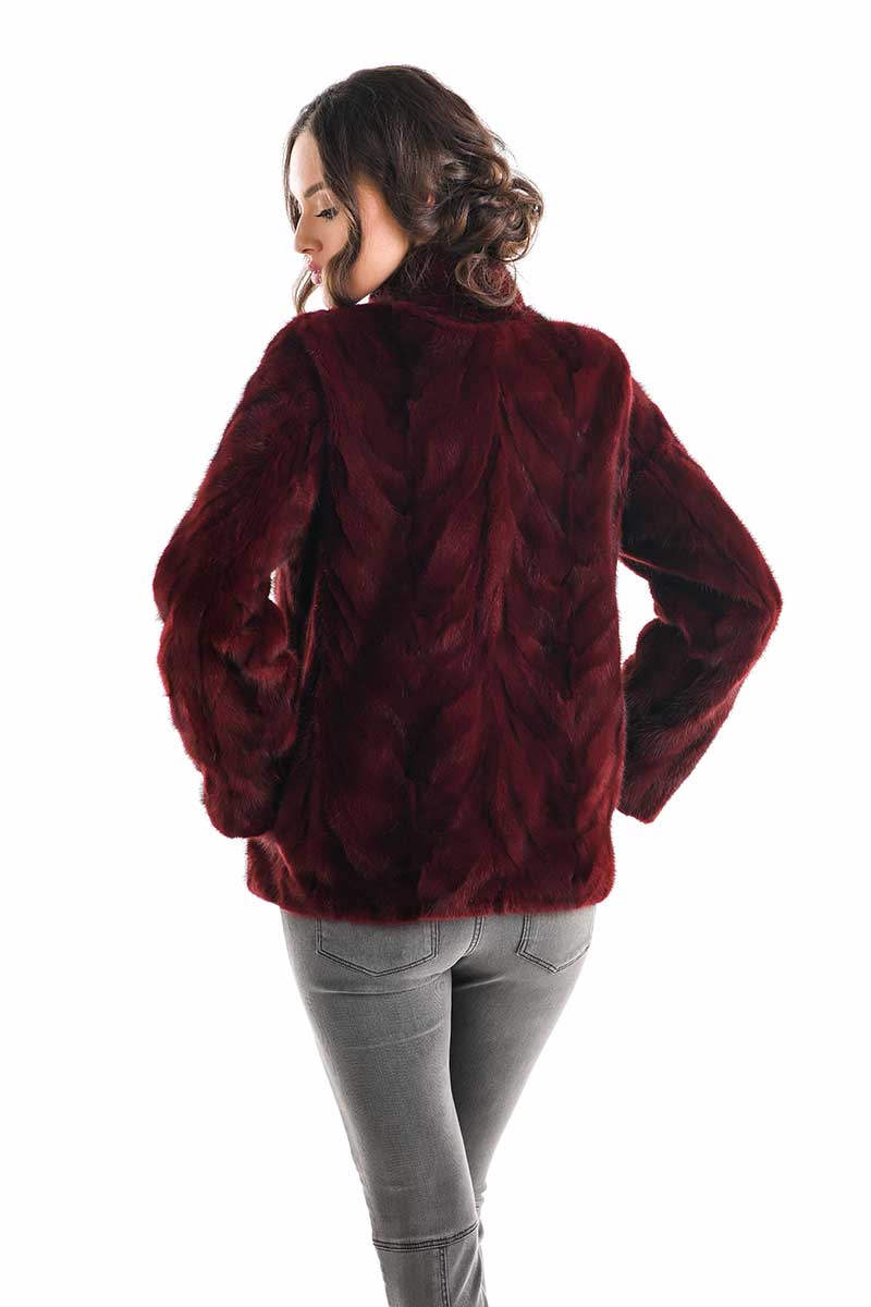 Mink Fur Jacket Burgundy