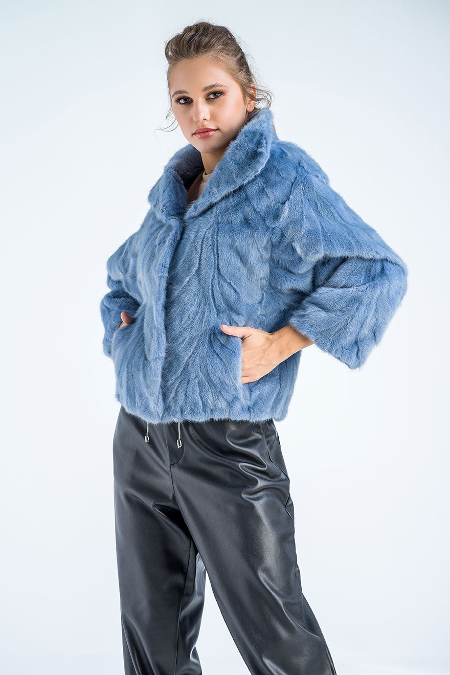Mink Fur Jacket Blue