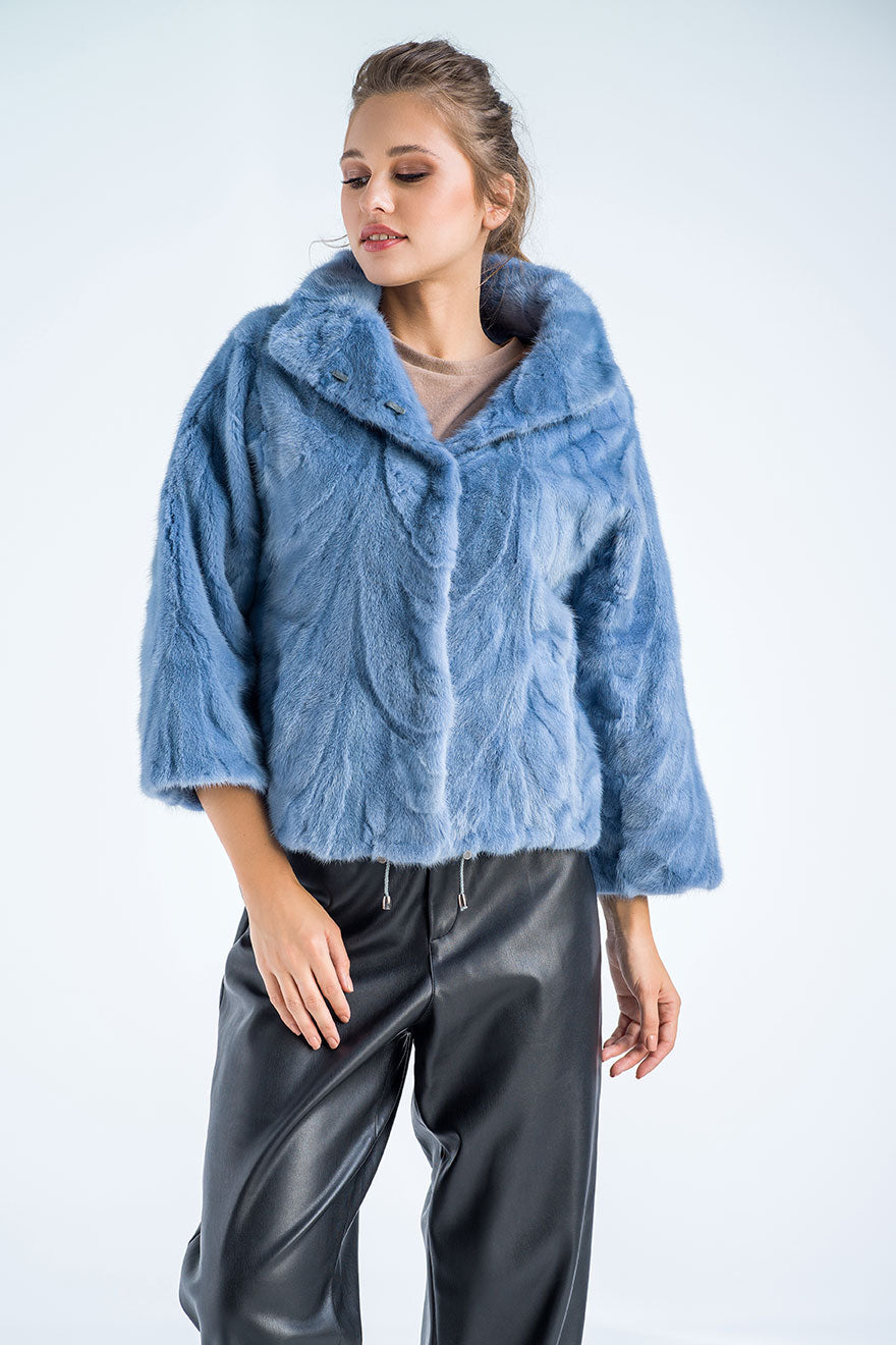 Mink Fur Jacket Blue