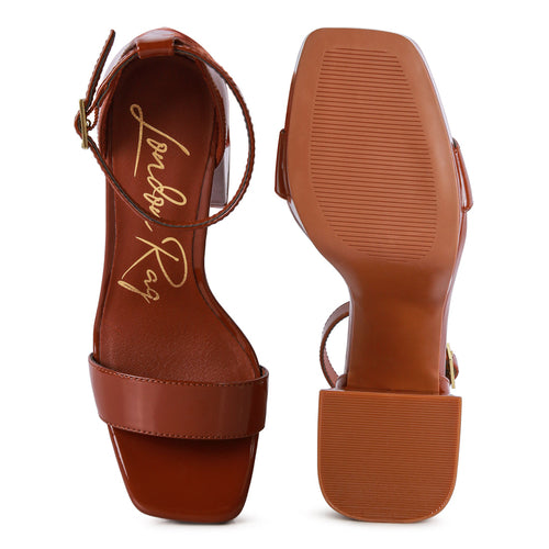 Brown High Block Heeled Platform Sandals