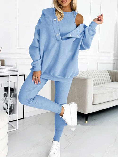 3pcs Active Set Woman's Sweatshirt,Vest and Bottoms