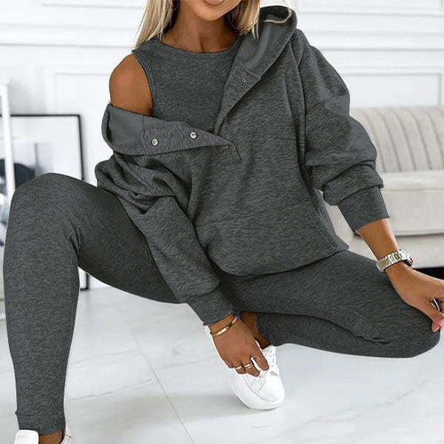 3pcs Active Set Woman's Sweatshirt,Vest and Bottoms