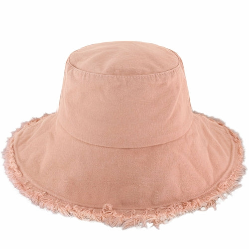 Wide Brim Frayed Bucket Hat woman's