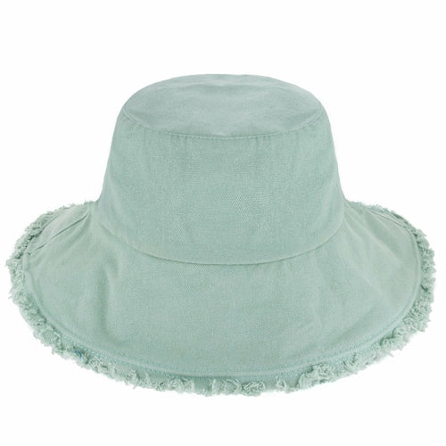 Wide Brim Frayed Bucket Hat woman's