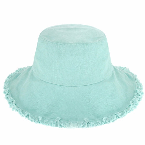 Wide Brim Frayed Bucket Hat woman's