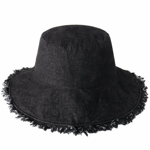 Wide Brim Frayed Bucket Hat woman's