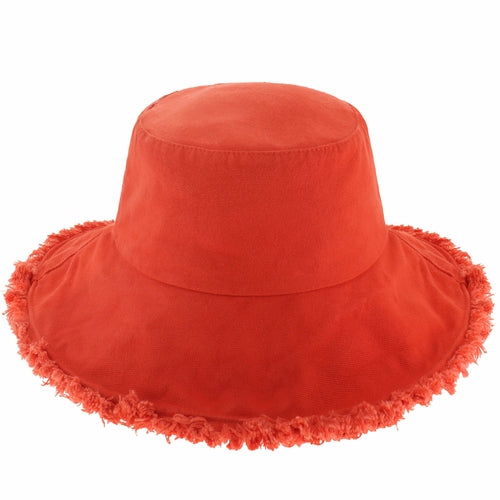 Wide Brim Frayed Bucket Hat woman's