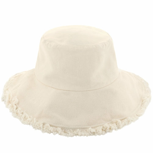 Wide Brim Frayed Bucket Hat woman's