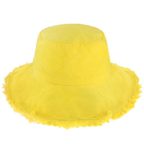 Wide Brim Frayed Bucket Hat woman's