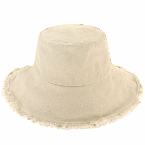 Wide Brim Frayed Bucket Hat woman's