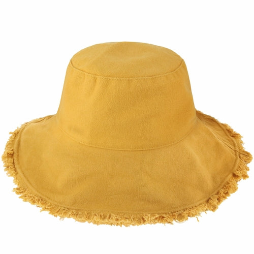 Wide Brim Frayed Bucket Hat woman's