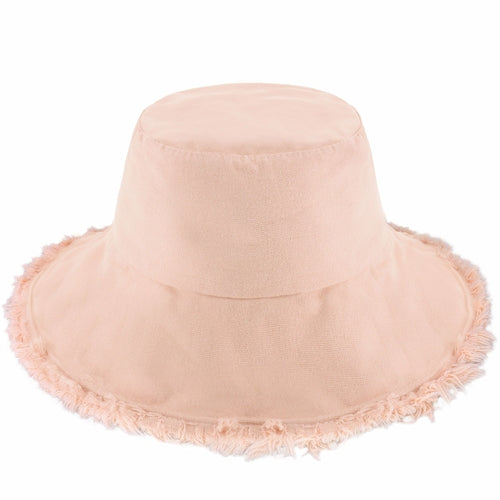 Wide Brim Frayed Bucket Hat woman's