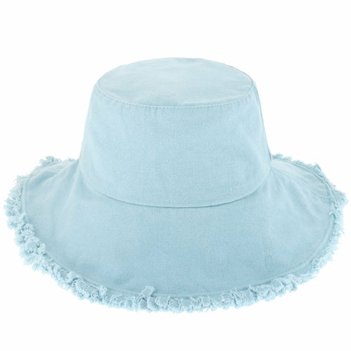 Wide Brim Frayed Bucket Hat woman's