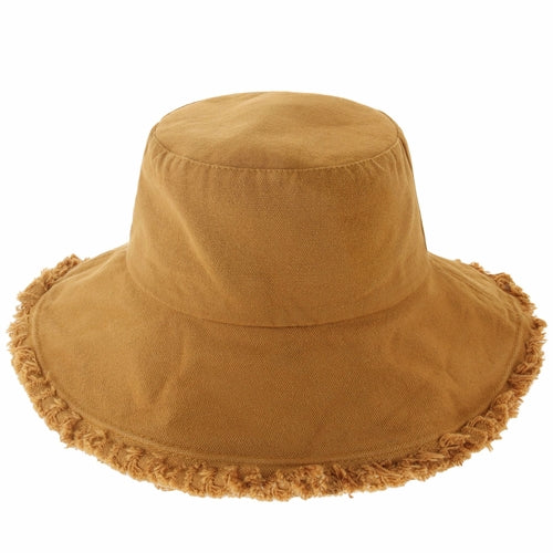 Wide Brim Frayed Bucket Hat woman's