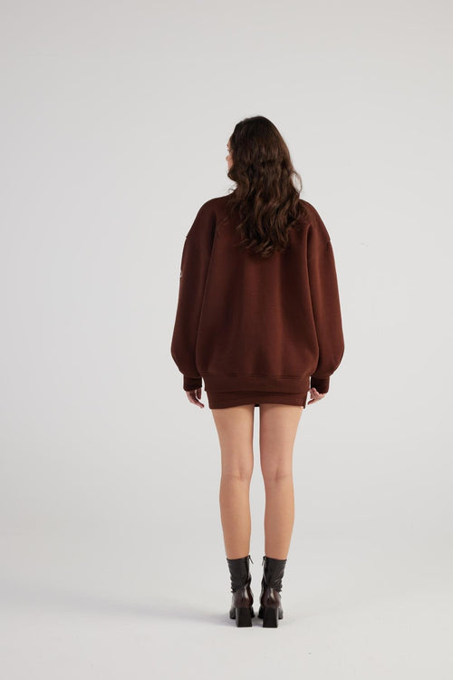 Alexa Brown Oversized Bomber Jacket