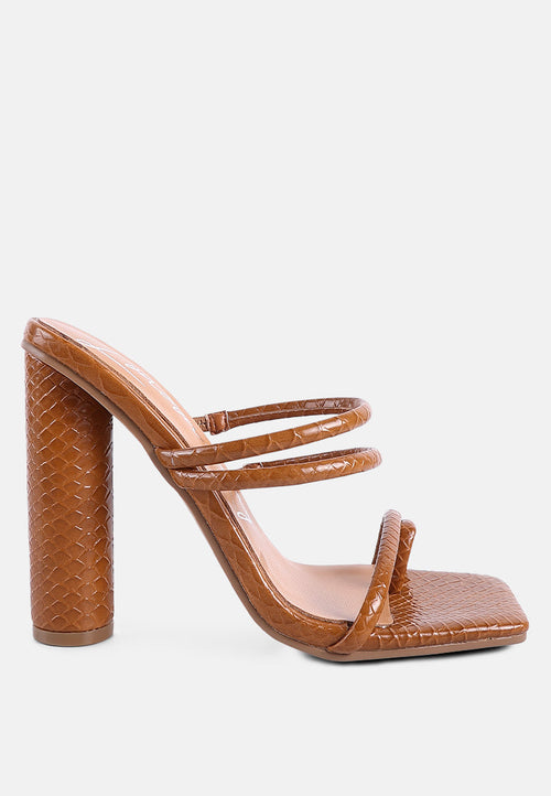 High Block Heeled Croc Sandals