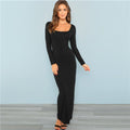 Maxi Square Neck Fitted Maxi Dress